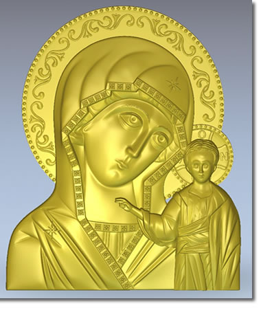 3D модель Казанской иконы Божией Матери для фрезеровки на настольных фрезерно-гравировальных станках