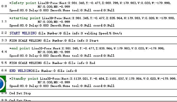Инструкция MIG MAG сварка роботом Borunte 6.1.3 Пример программы робота для сварки в режиме "Рыбья чешуя" Fish&nbsp;